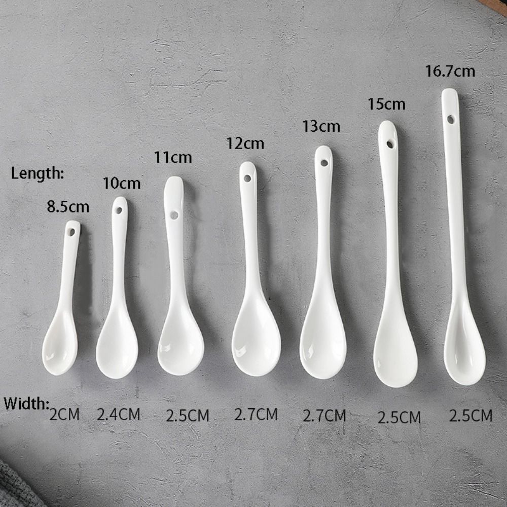 White Long Handle Spoons Tea Honey Supplies Mini Creative Seasoning Spoon Ceramic Stirring Spoon Sugar Dessert